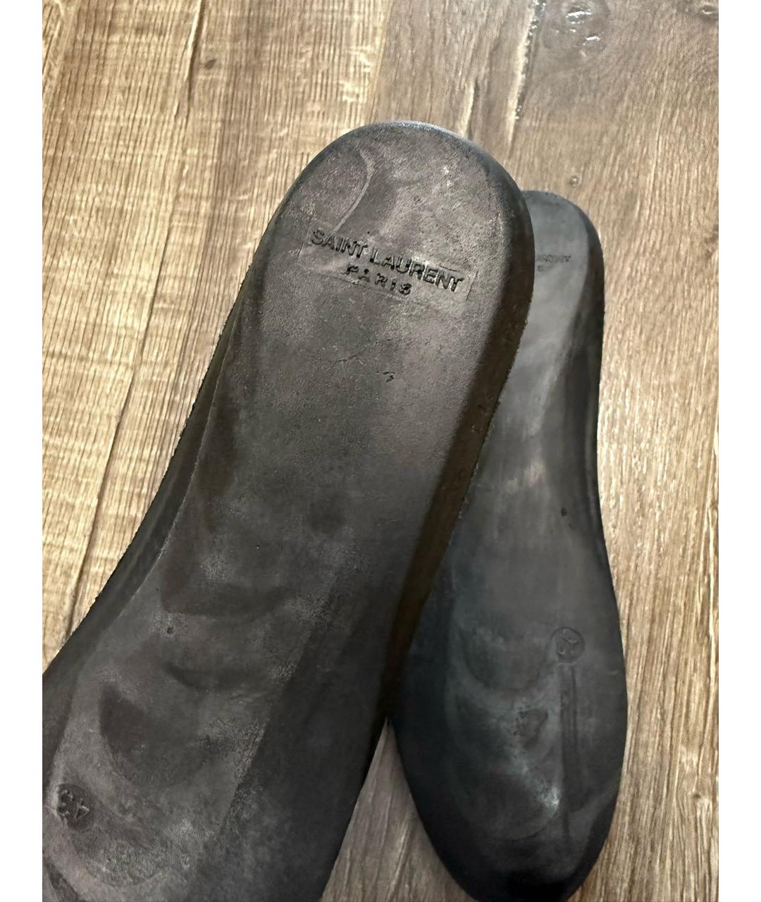 SAINT LAURENT Черные кожаные низкие кроссовки / кеды, фото 5