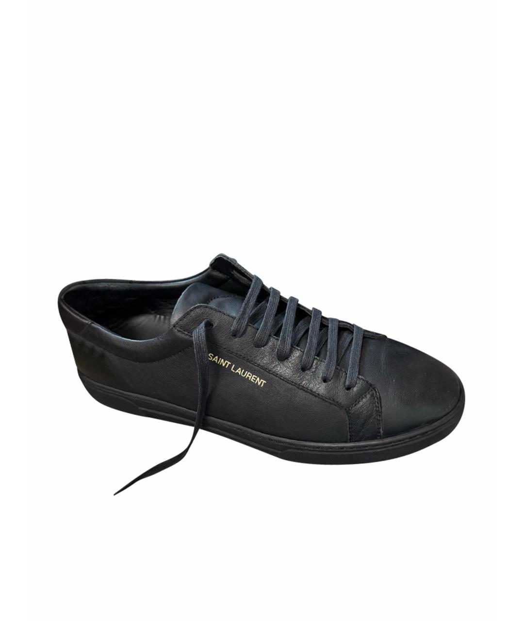SAINT LAURENT Черные кожаные низкие кроссовки / кеды, фото 1