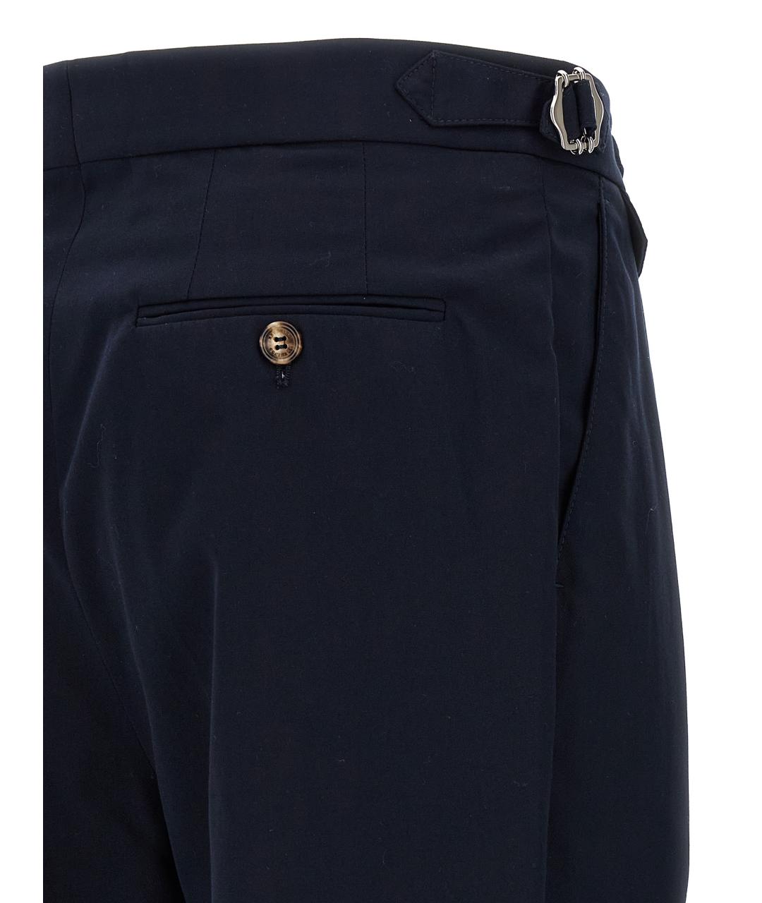 BRUNELLO CUCINELLI Синие хлопковые повседневные брюки, фото 4
