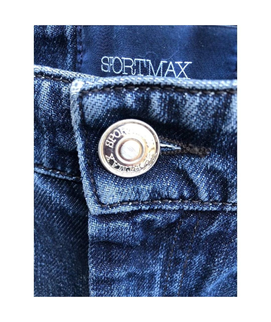 SPORTMAX Синие хлопковые прямые джинсы, фото 7