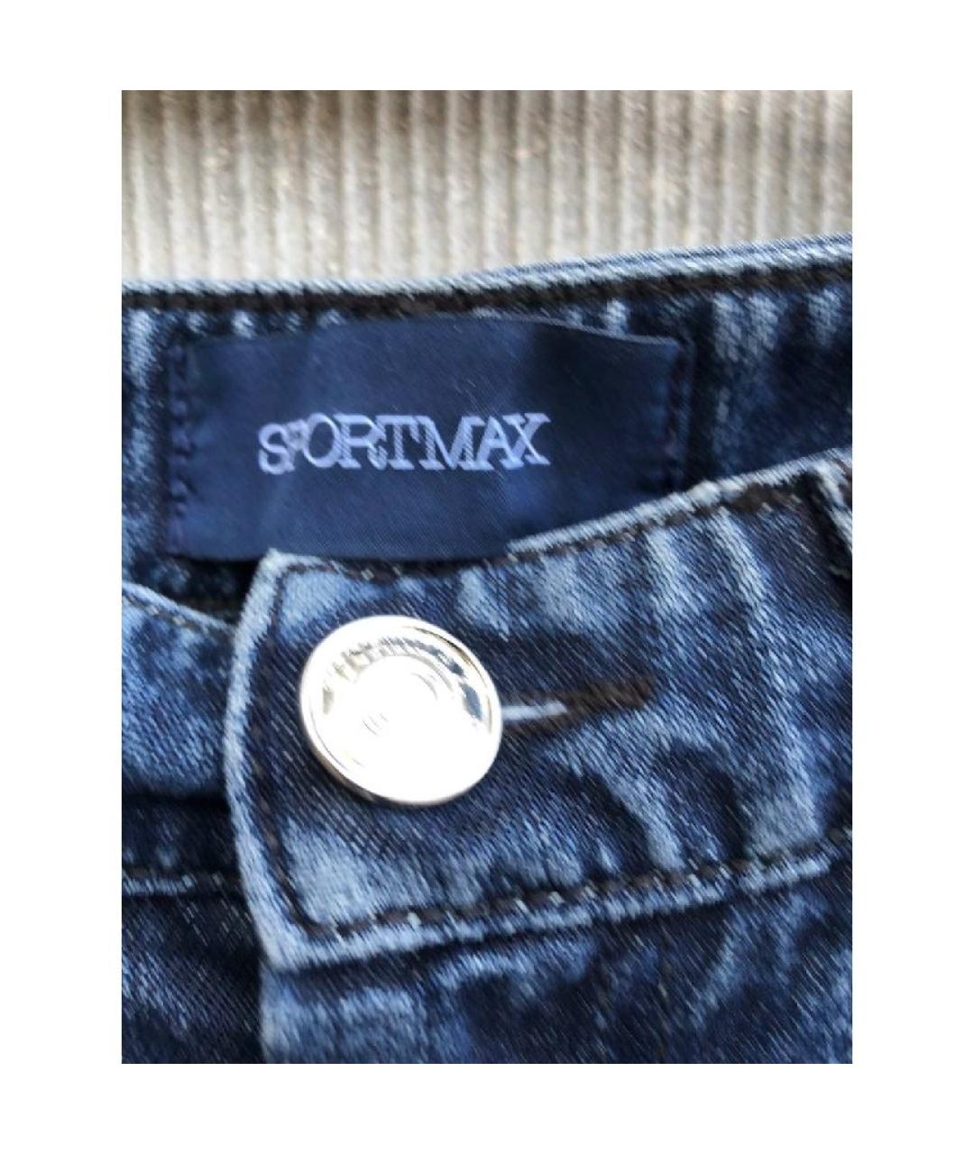 SPORTMAX Синие хлопковые прямые джинсы, фото 2