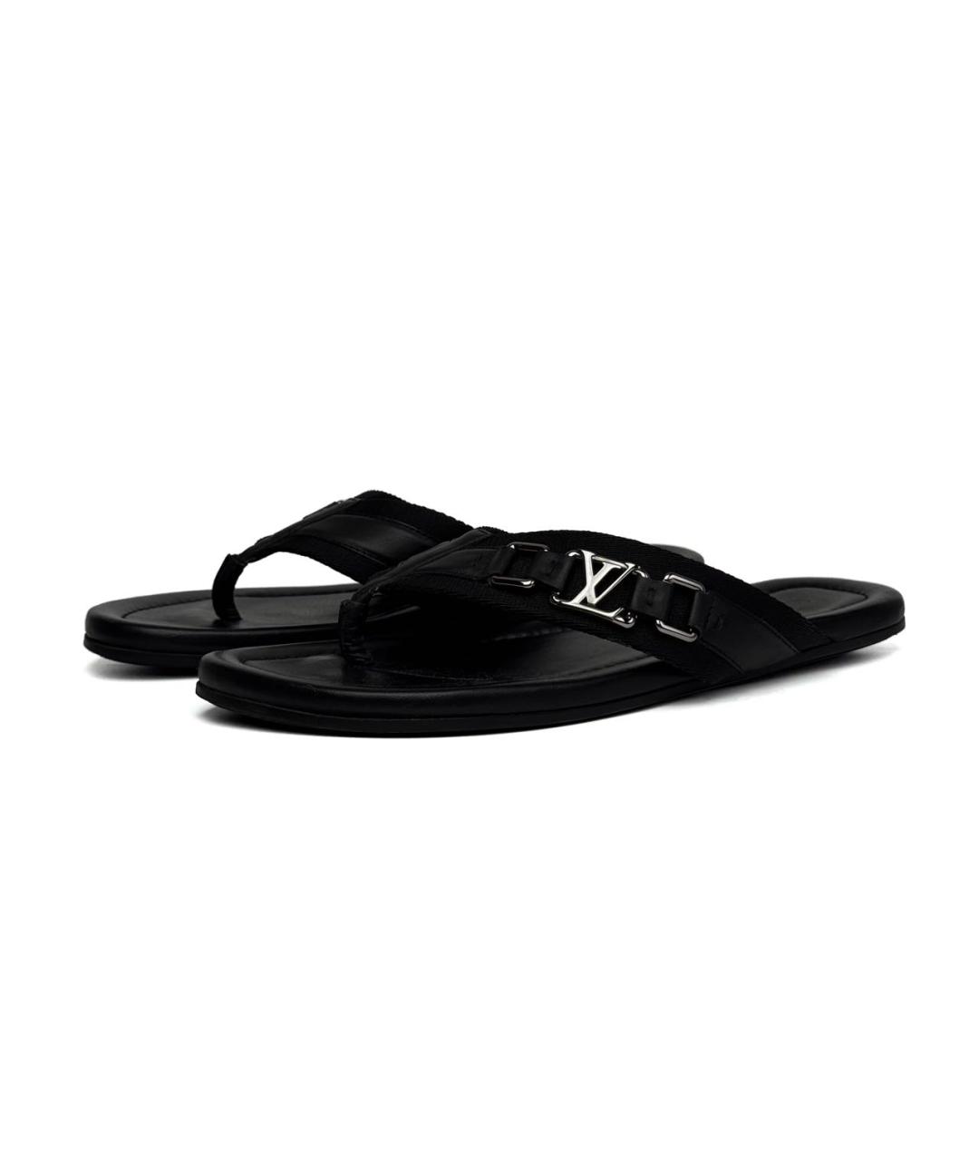 LOUIS VUITTON Черные кожаные сандалии, фото 2