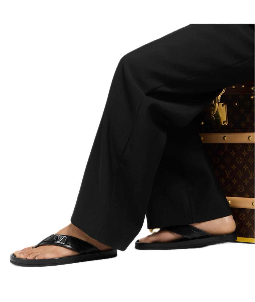 LOUIS VUITTON Черные кожаные сандалии, фото 8