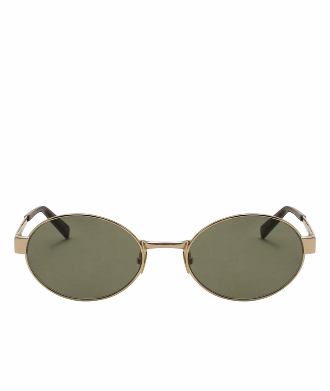 SAINT LAURENT Золотые металлические солнцезащитные очки, фото 1