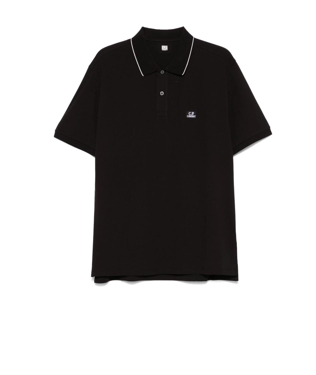 CP COMPANY Черное хлопковое поло с коротким рукавом, фото 1