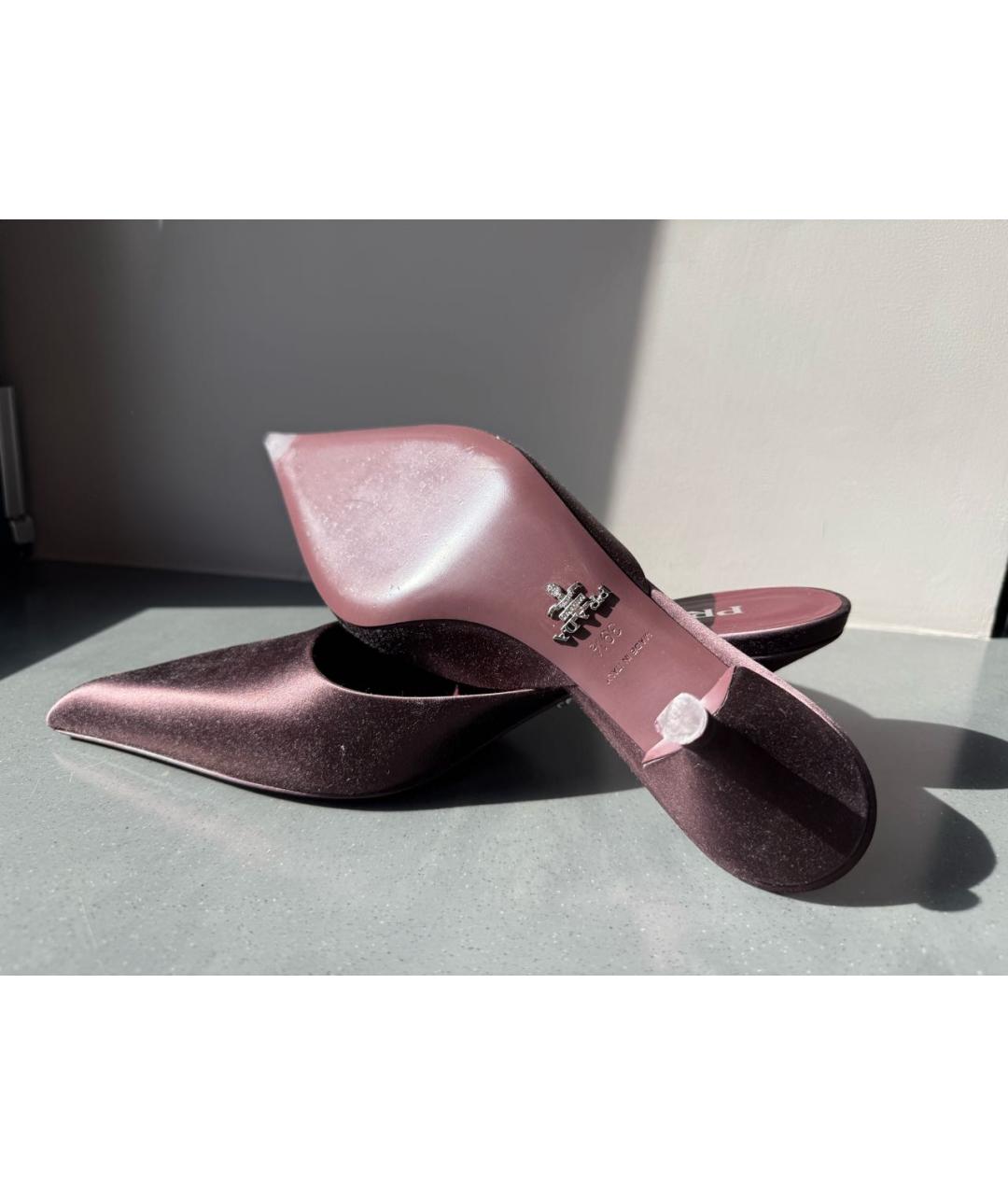 PRADA Бордовые текстильные мюли, фото 6