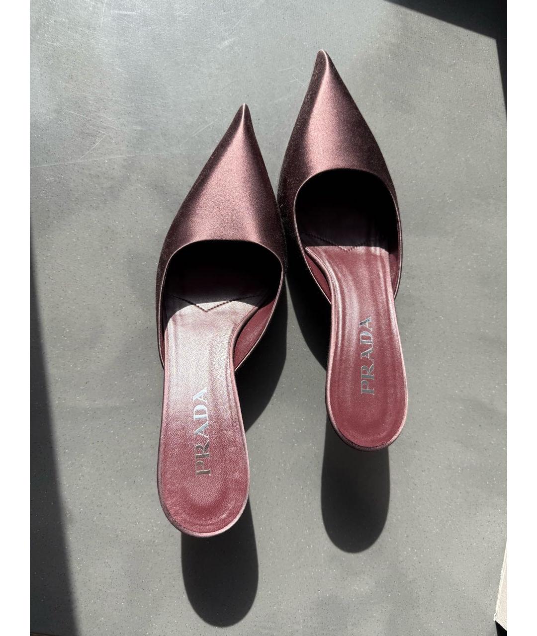 PRADA Бордовые текстильные мюли, фото 3