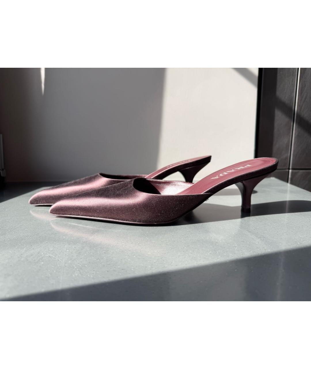 PRADA Бордовые текстильные мюли, фото 7