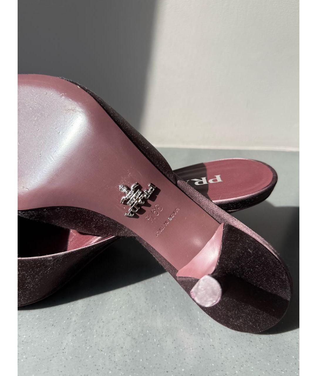 PRADA Бордовые текстильные мюли, фото 5
