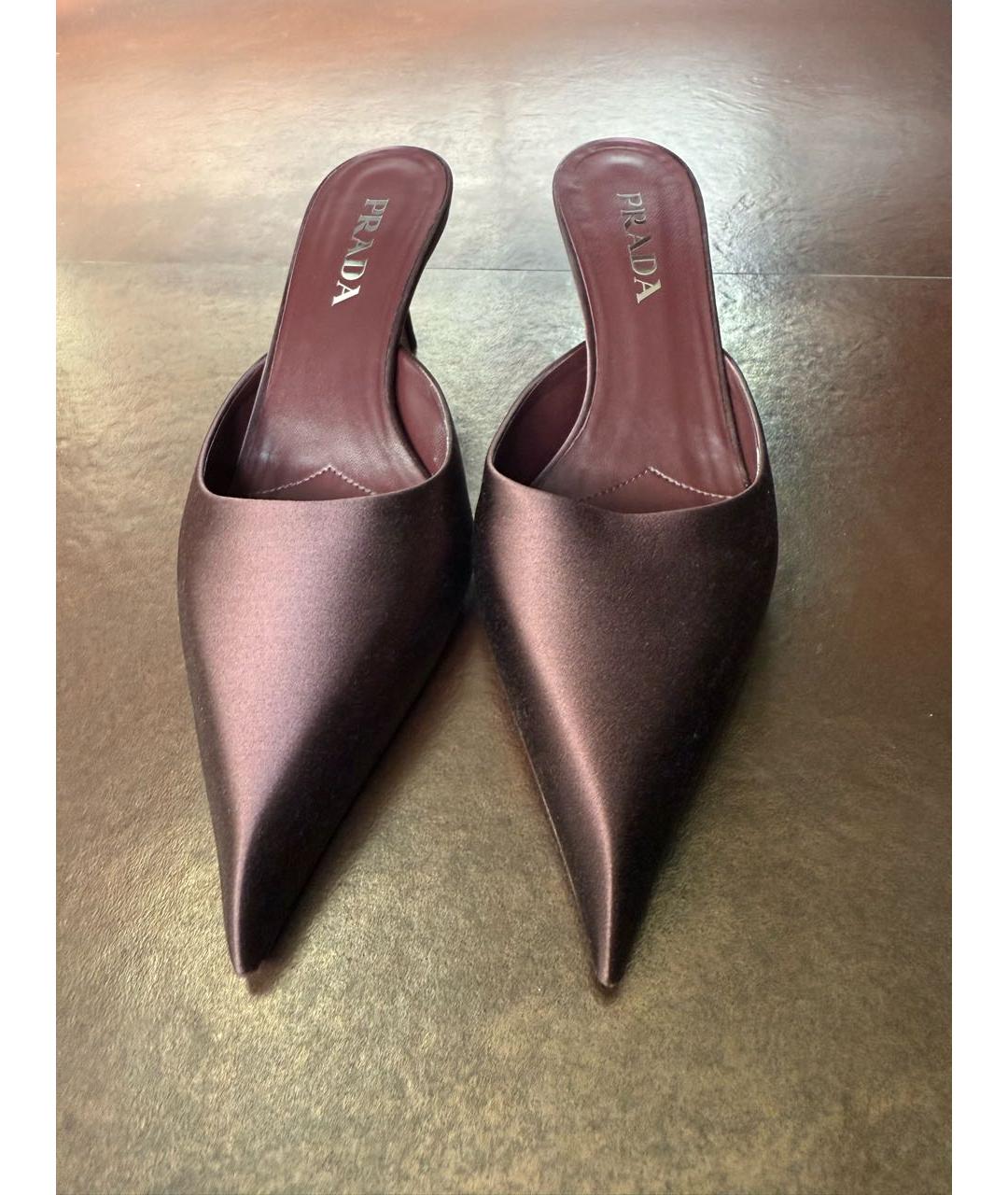 PRADA Бордовые текстильные мюли, фото 2
