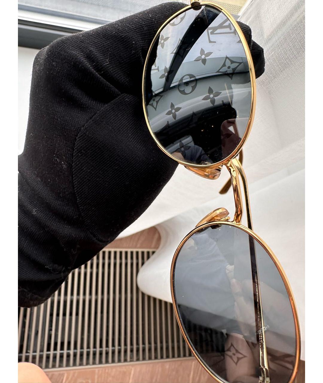 LOUIS VUITTON Золотые солнцезащитные очки, фото 2