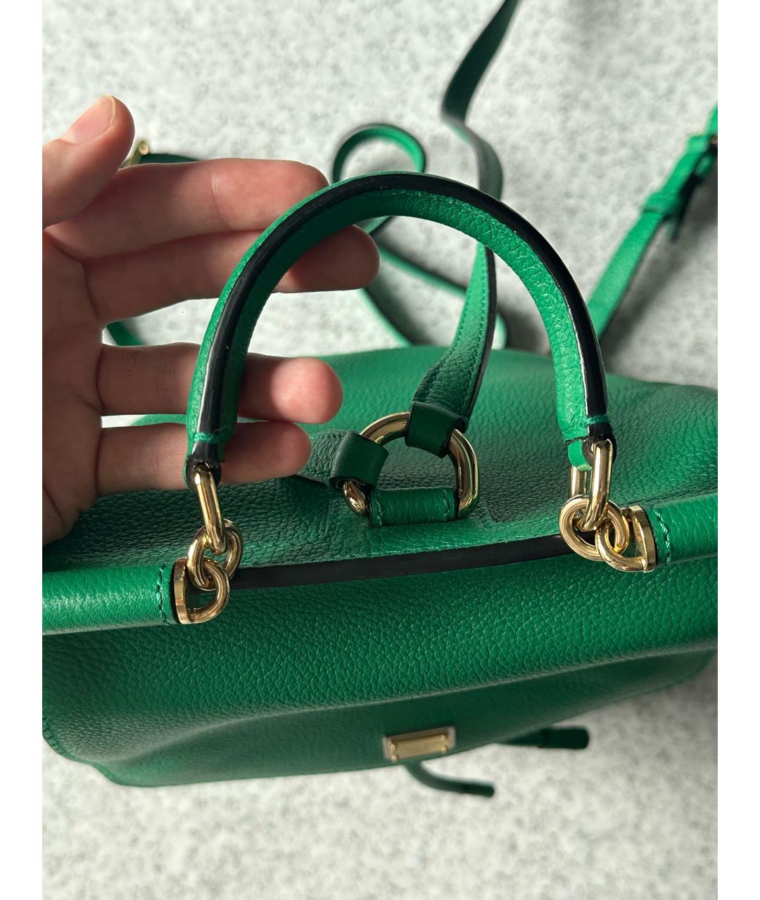 DOLCE&GABBANA Зеленый кожаный рюкзак, фото 4