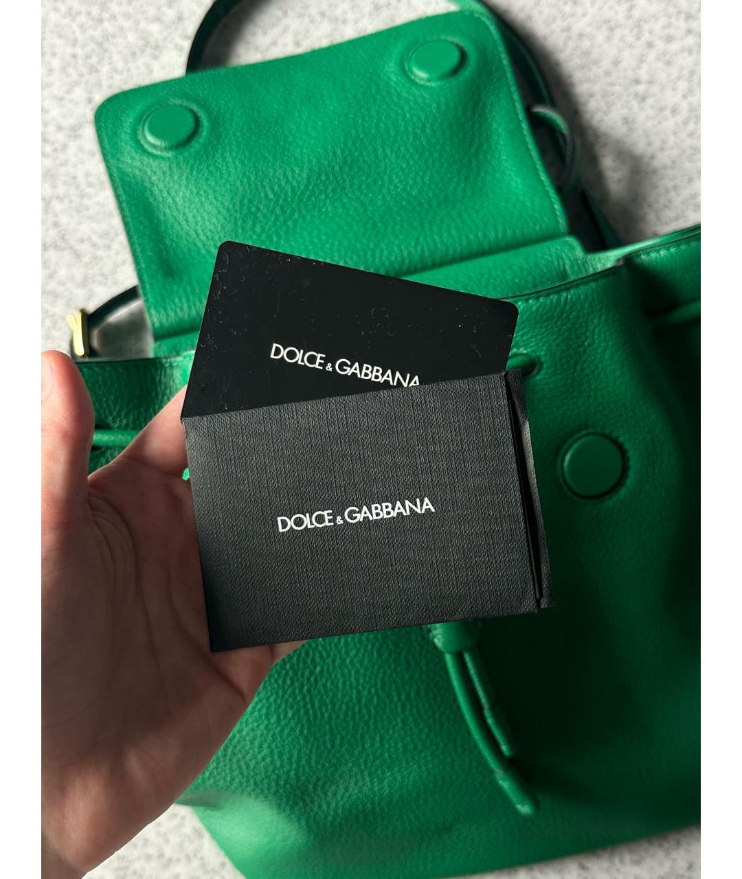 DOLCE&GABBANA Зеленый кожаный рюкзак, фото 5