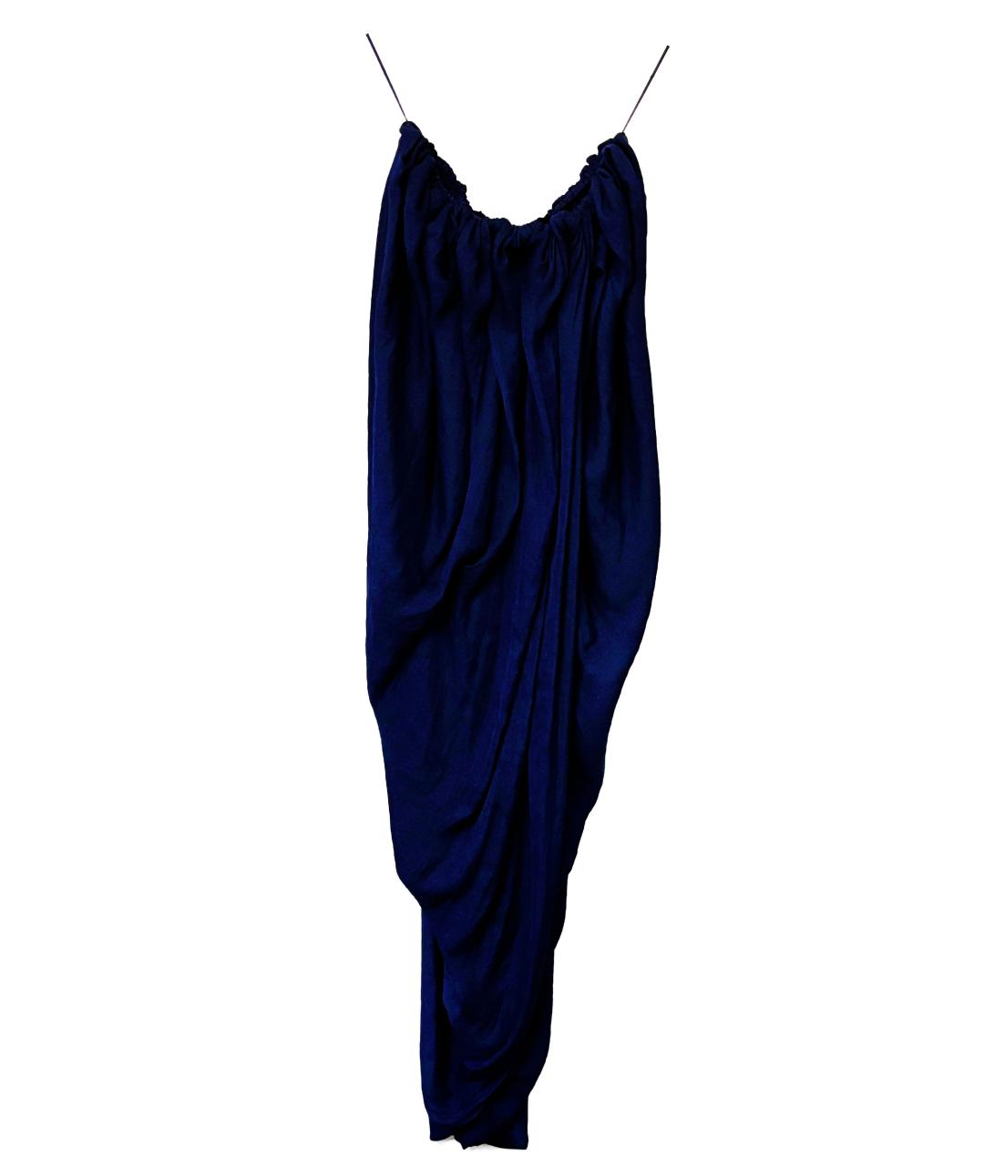LANVIN Темно-синяя полиэстеровая юбка макси, фото 2