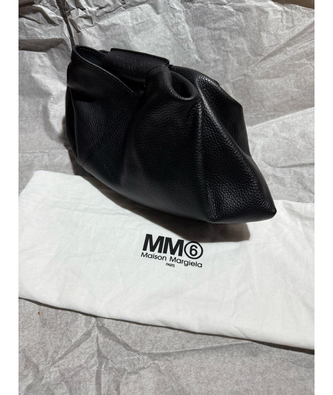 MM6 MAISON MARGIELA Черная кожаная сумка с короткими ручками, фото 2