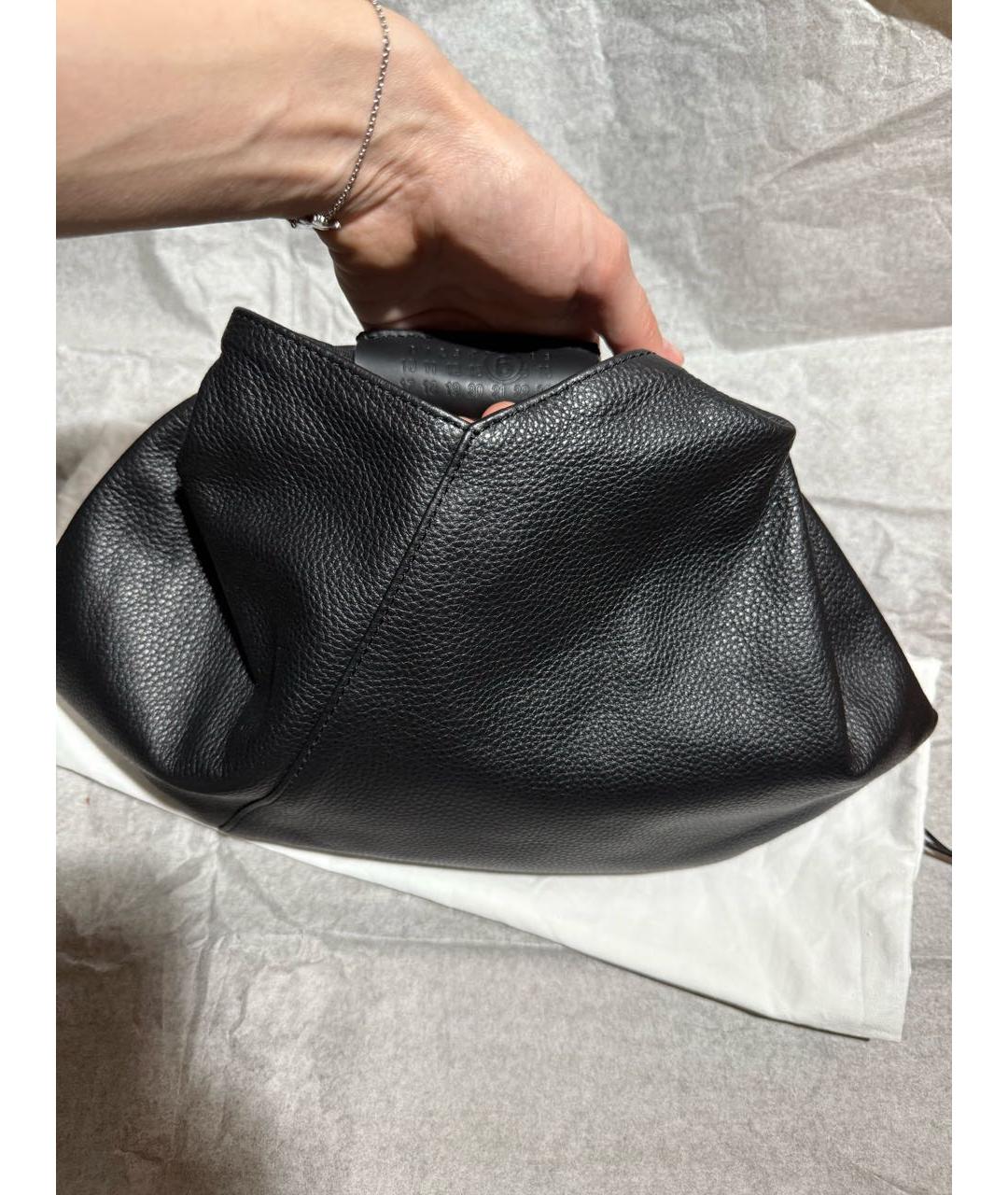 MM6 MAISON MARGIELA Черная кожаная сумка с короткими ручками, фото 5