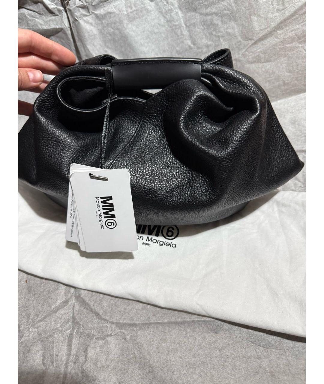 MM6 MAISON MARGIELA Черная кожаная сумка с короткими ручками, фото 3