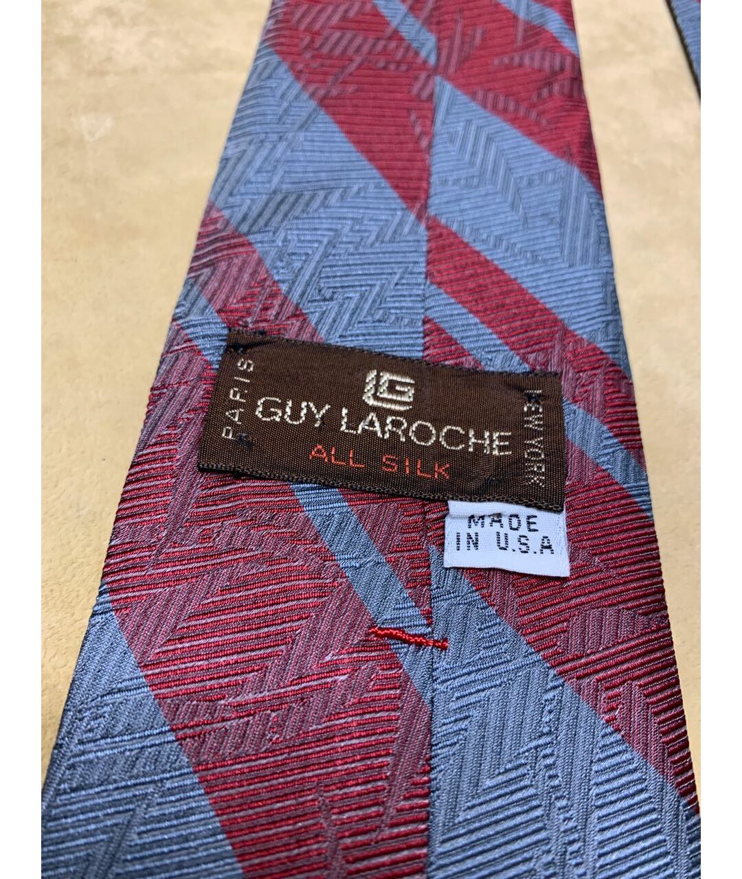 GUY LAROCHE VINTAGE Бордовый шелковый галстук, фото 4