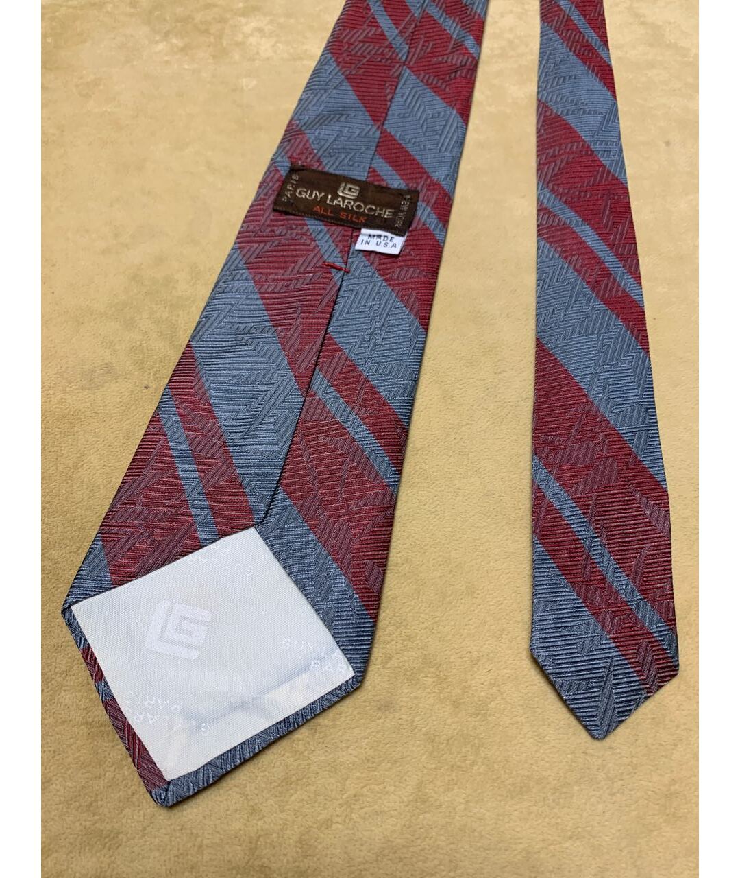 GUY LAROCHE VINTAGE Бордовый шелковый галстук, фото 2