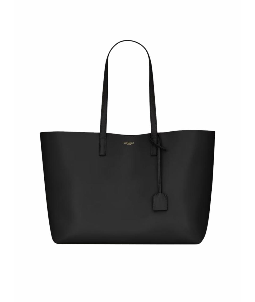SAINT LAURENT Черная кожаная сумка тоут, фото 1