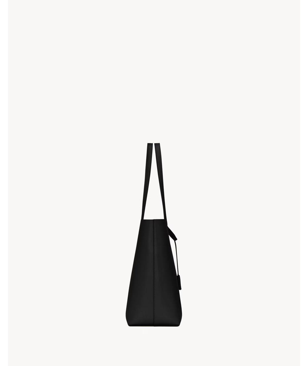 SAINT LAURENT Черная кожаная сумка тоут, фото 4