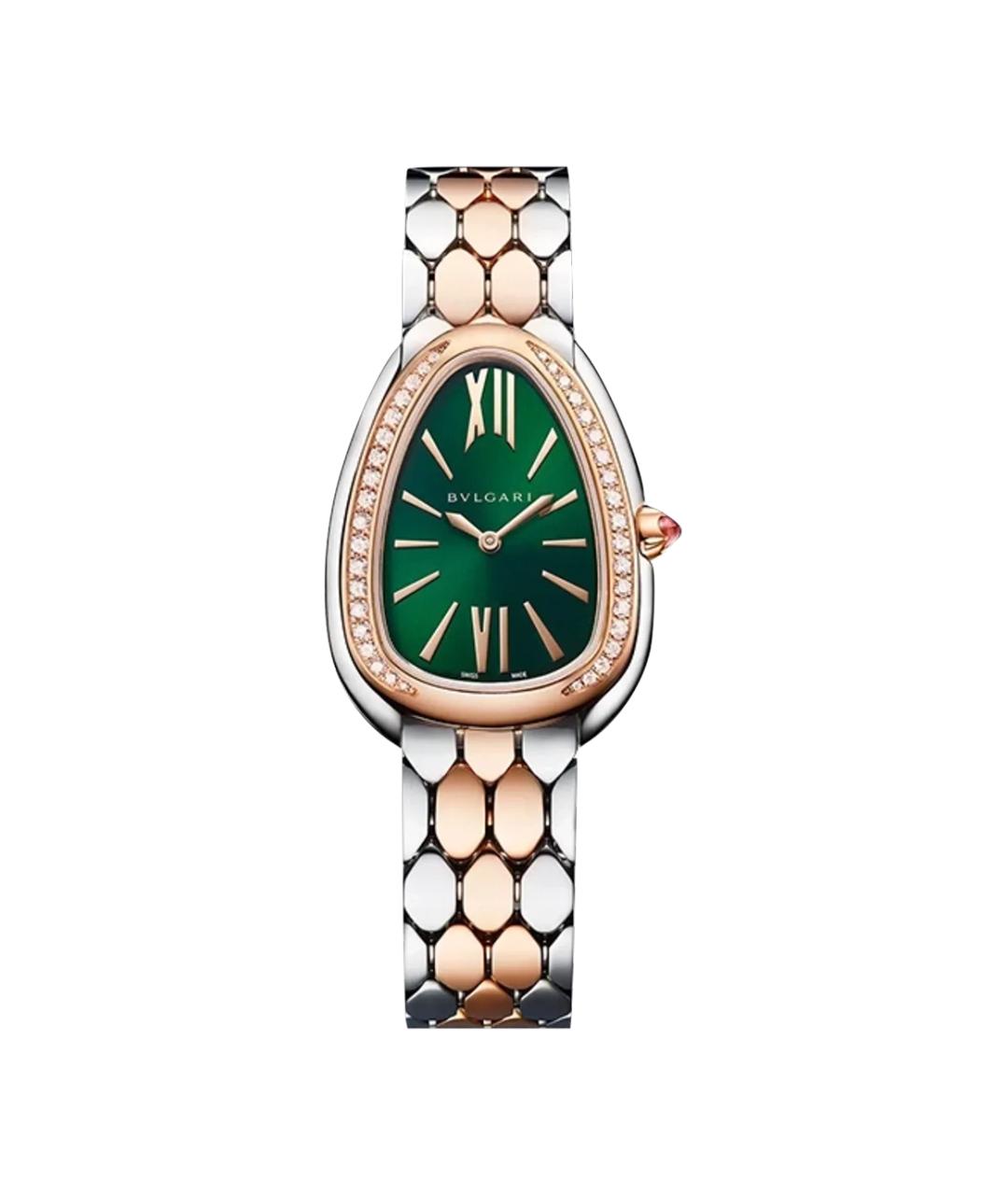 BVLGARI Зеленые часы из розового золота, фото 2