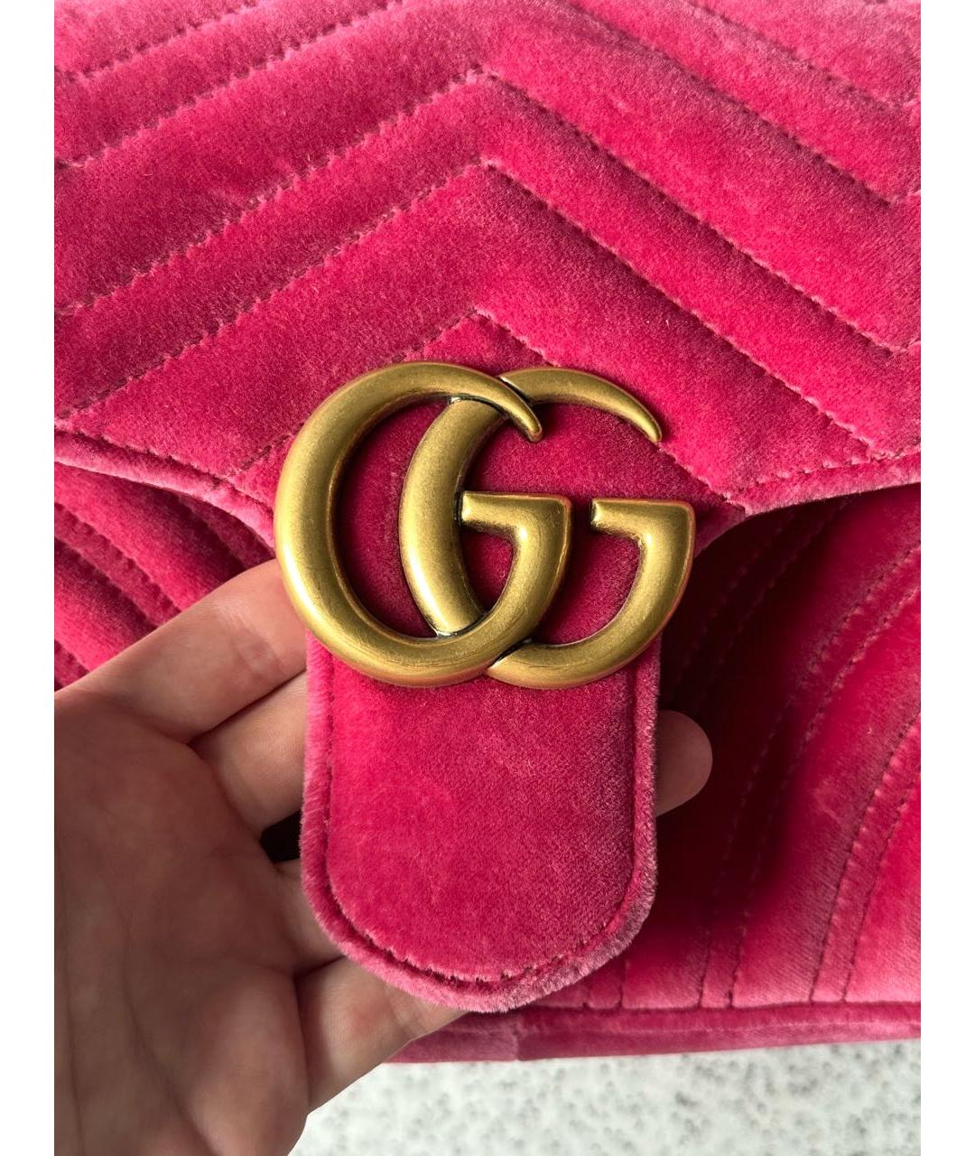 GUCCI Розовая бархатная сумка через плечо, фото 4