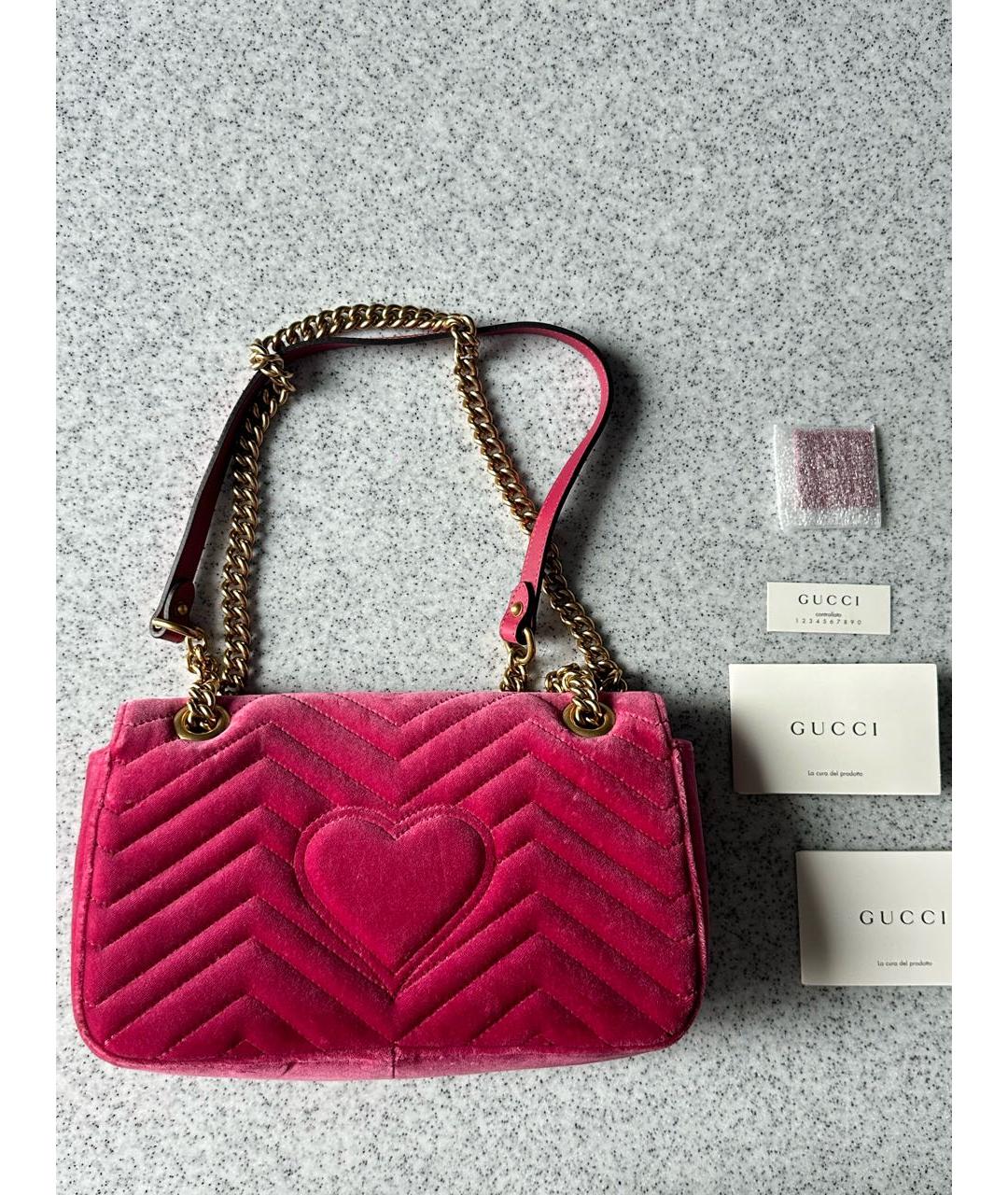 GUCCI Розовая бархатная сумка через плечо, фото 2