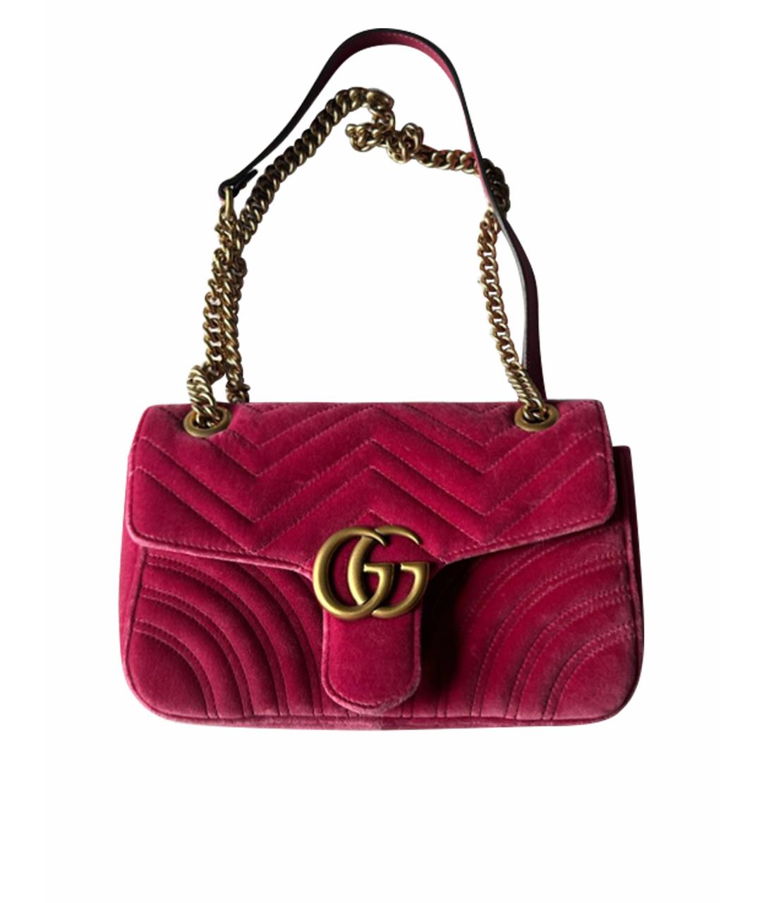GUCCI Розовая бархатная сумка через плечо, фото 1