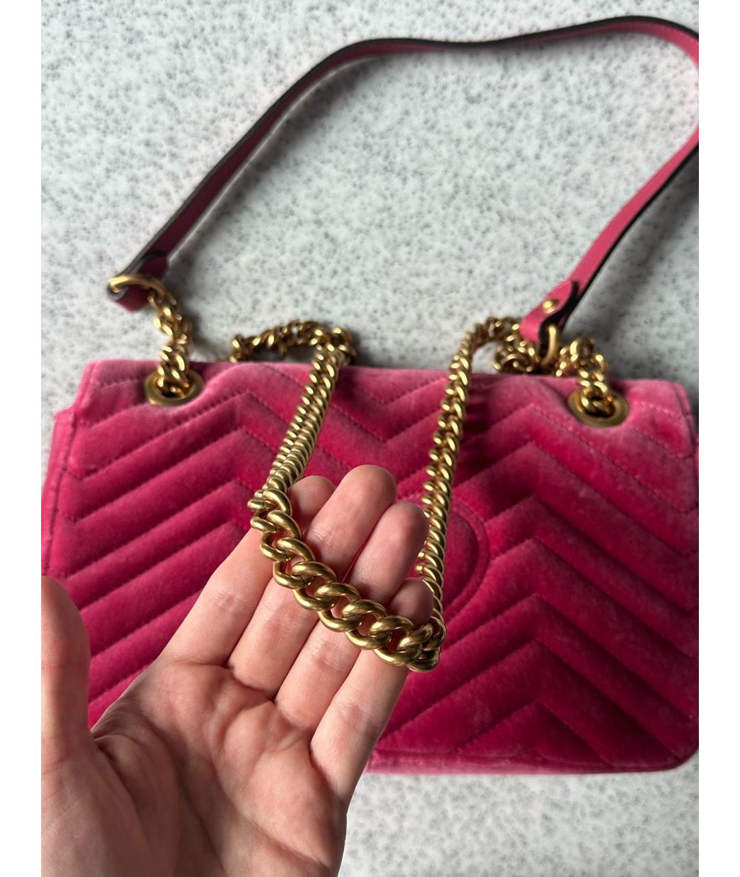 GUCCI Розовая бархатная сумка через плечо, фото 3