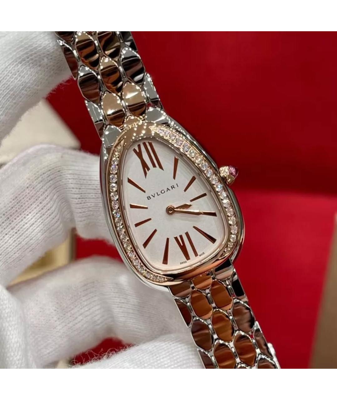 BVLGARI Белые часы из розового золота, фото 2