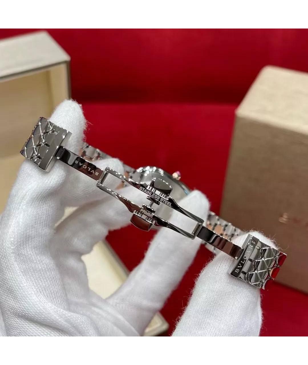 BVLGARI Белые часы из розового золота, фото 6