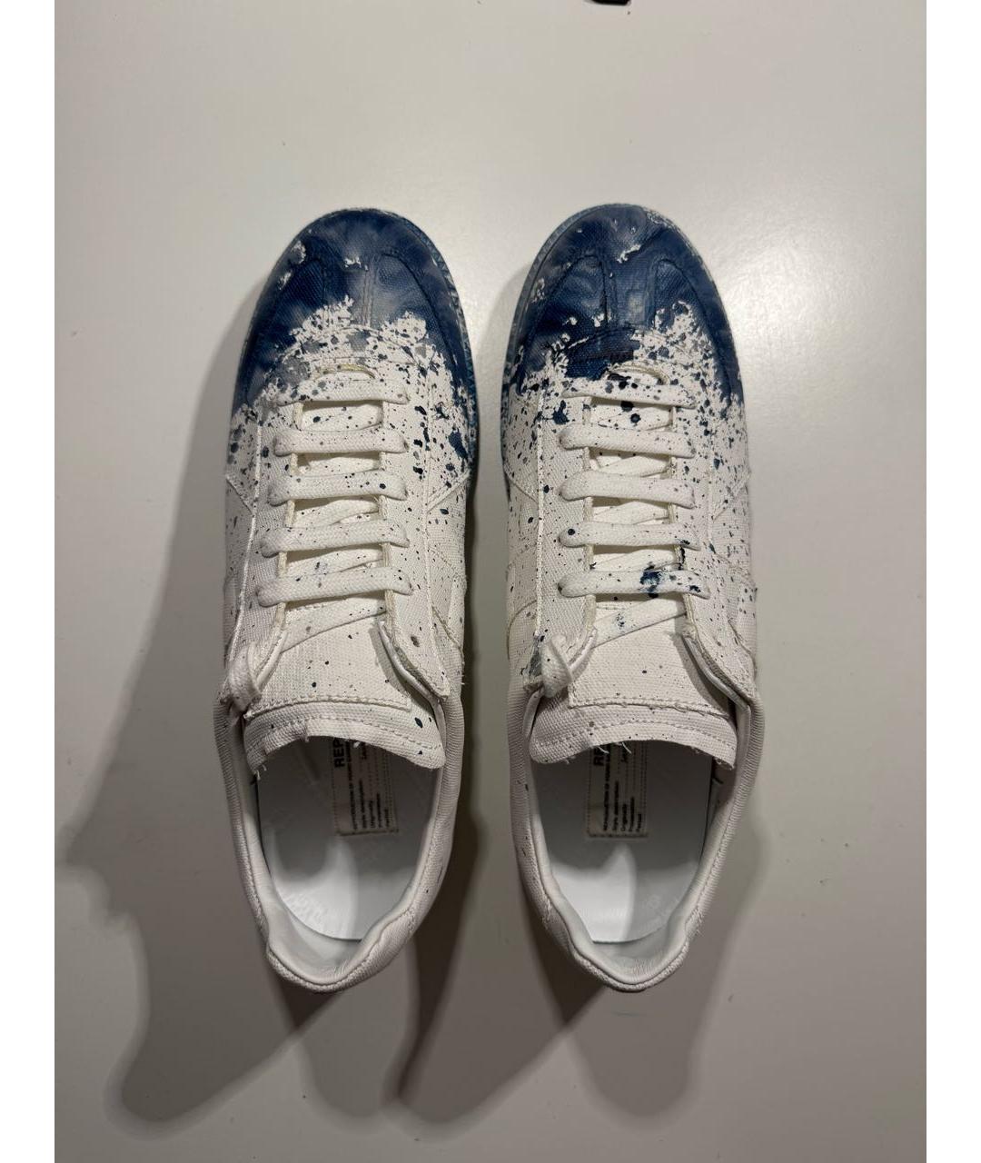 MAISON MARGIELA Белые текстильные низкие кроссовки / кеды, фото 2