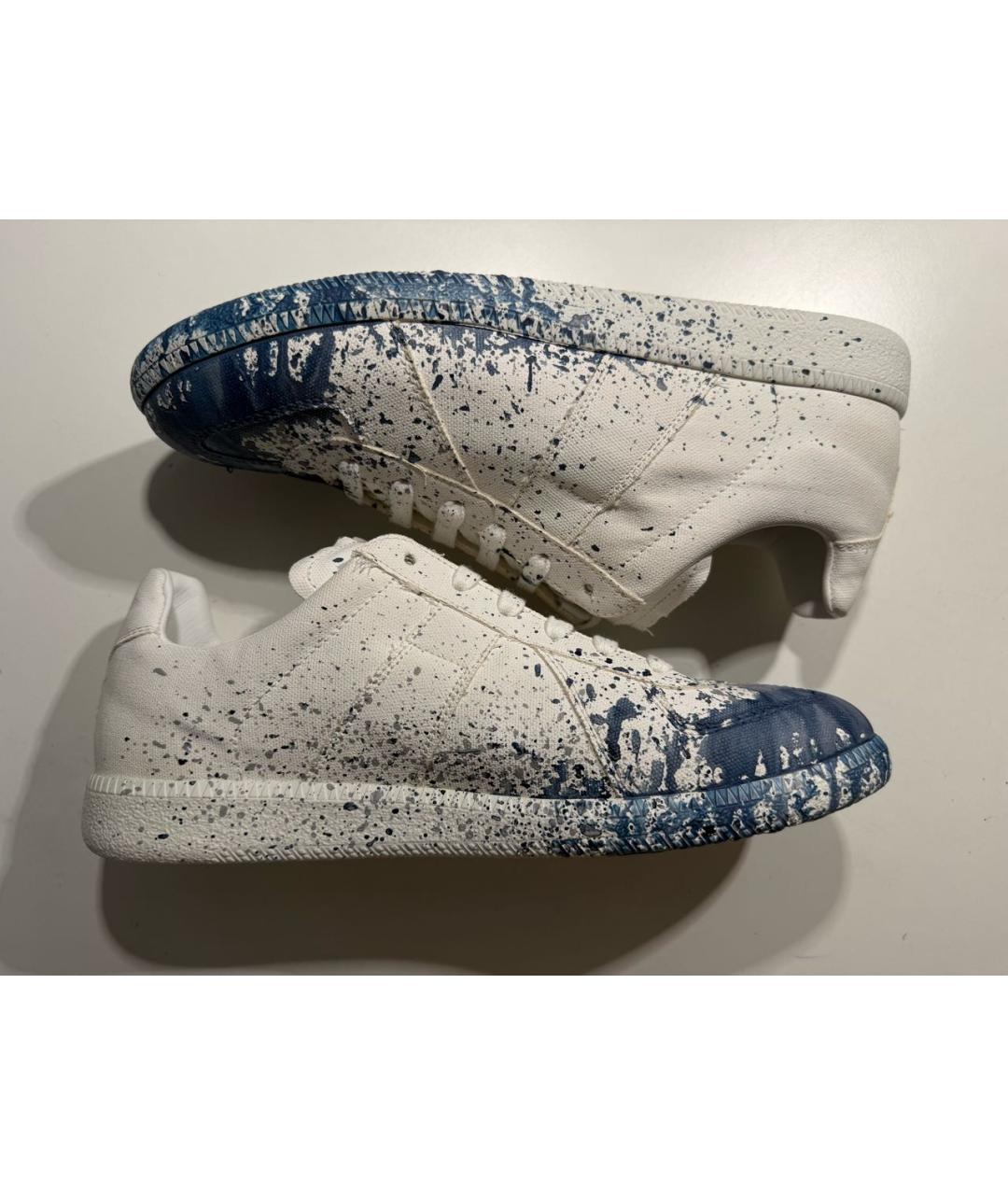 MAISON MARGIELA Белые текстильные низкие кроссовки / кеды, фото 4