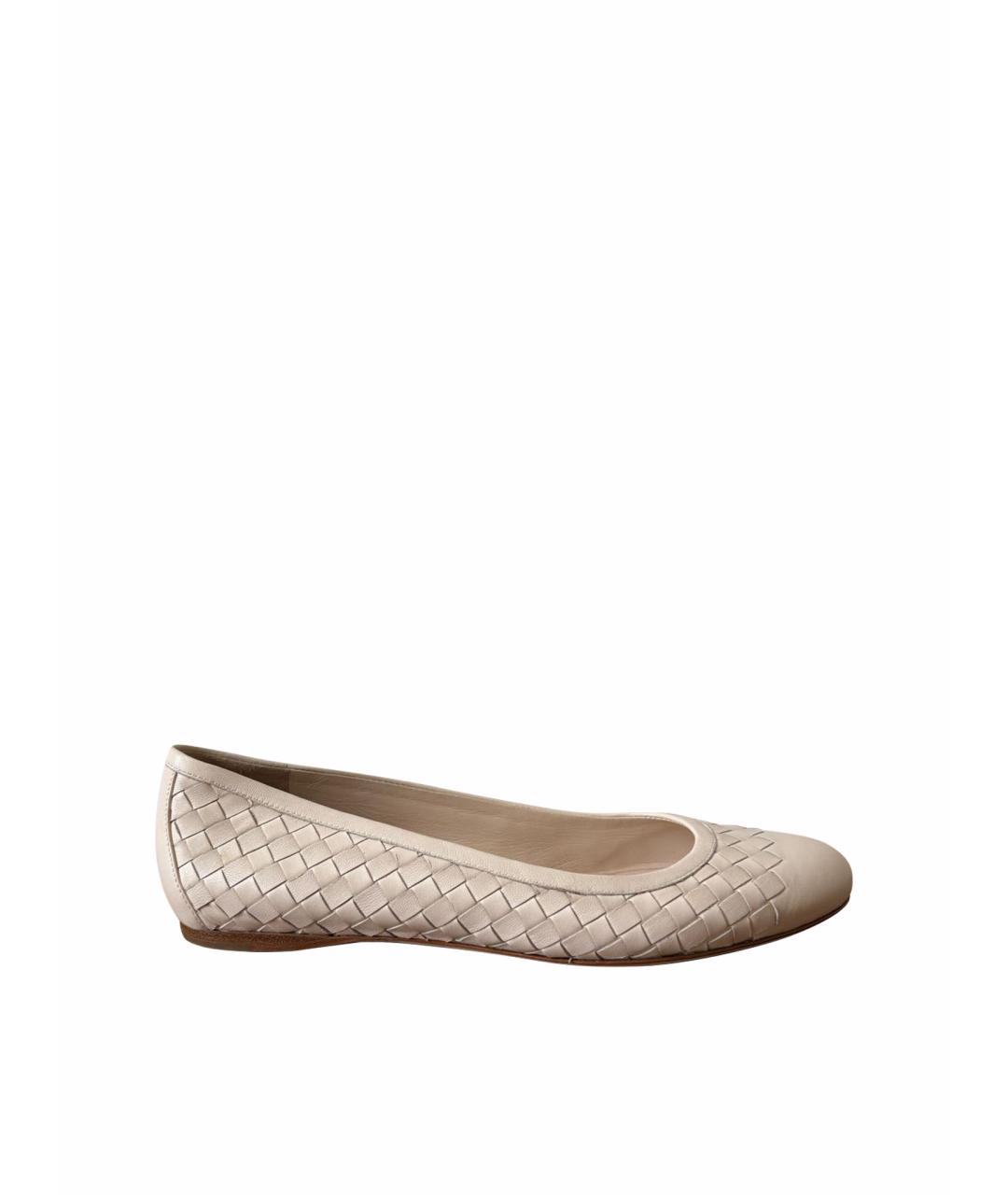 BOTTEGA VENETA Бежевые кожаные балетки, фото 8