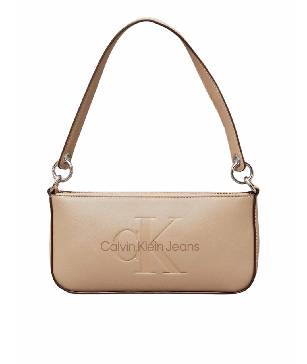 CALVIN KLEIN Бежевая тканевая сумка через плечо, фото 1