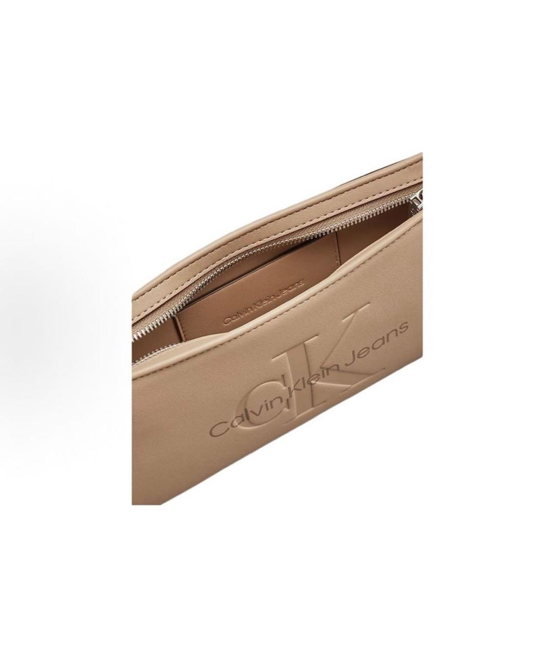 CALVIN KLEIN Бежевая тканевая сумка через плечо, фото 3