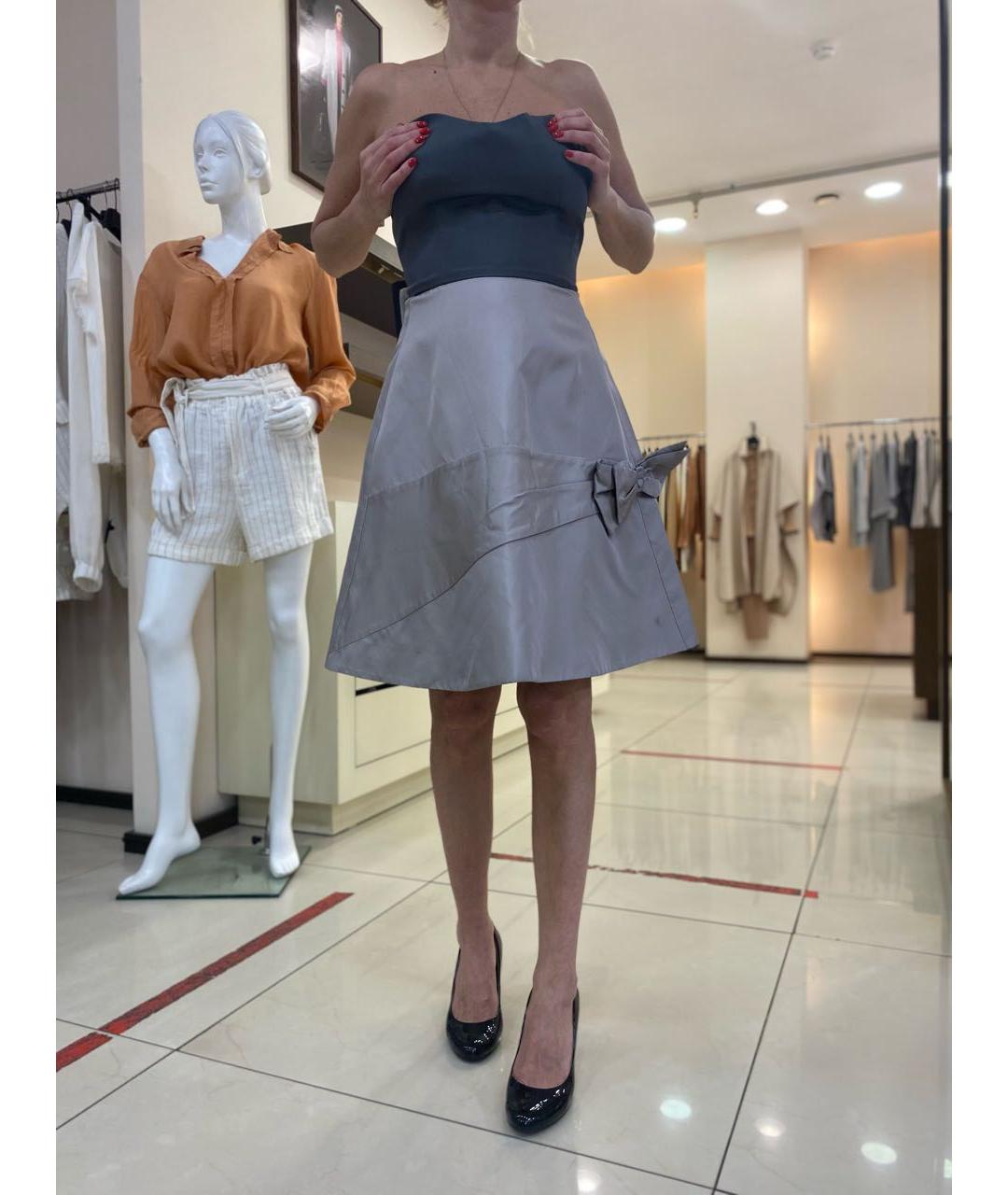 PRADA Серебряное шелковое коктейльное платье, фото 4