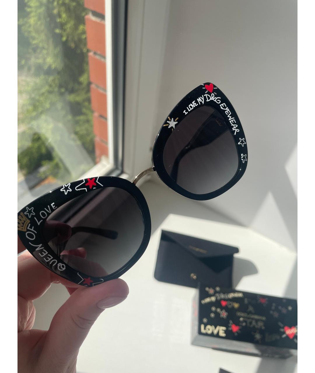 DOLCE&GABBANA Черные пластиковые солнцезащитные очки, фото 2