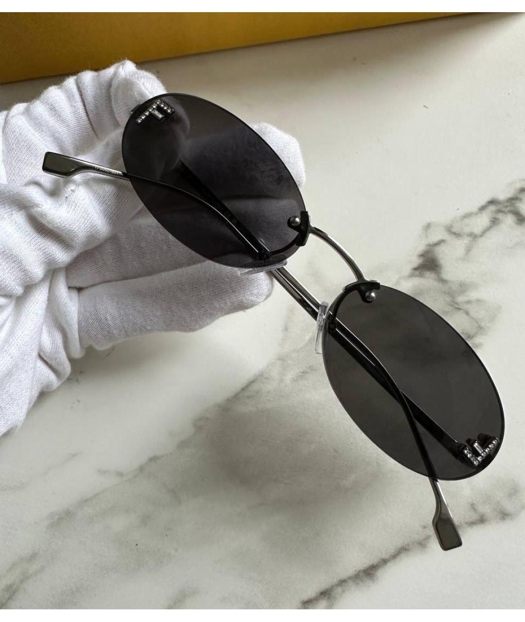 FENDI Черные металлические солнцезащитные очки, фото 3