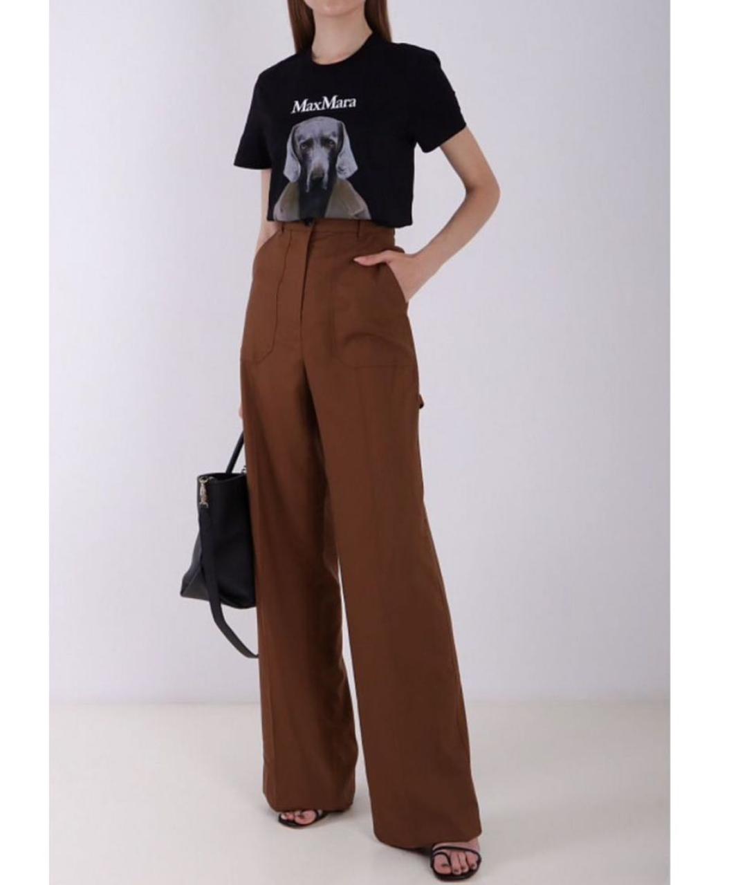 MAX MARA Коричневые шерстяные прямые брюки, фото 7