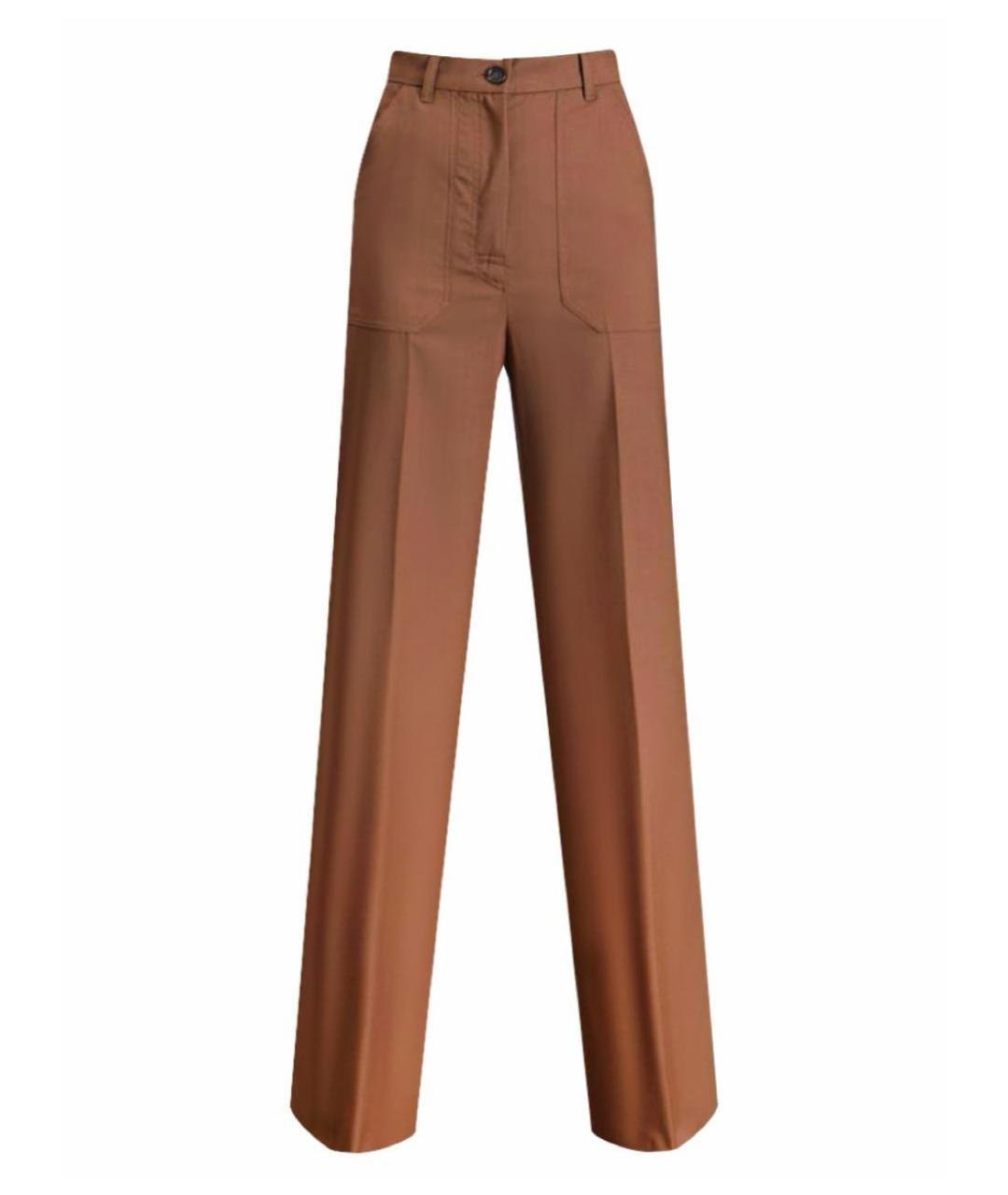 MAX MARA Коричневые шерстяные прямые брюки, фото 1
