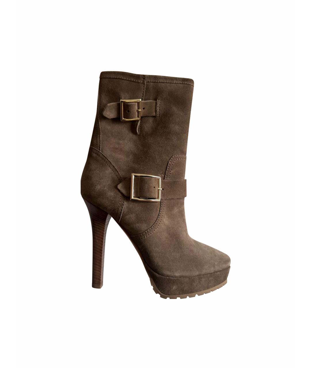 JIMMY CHOO Бежевые замшевые ботильоны, фото 1
