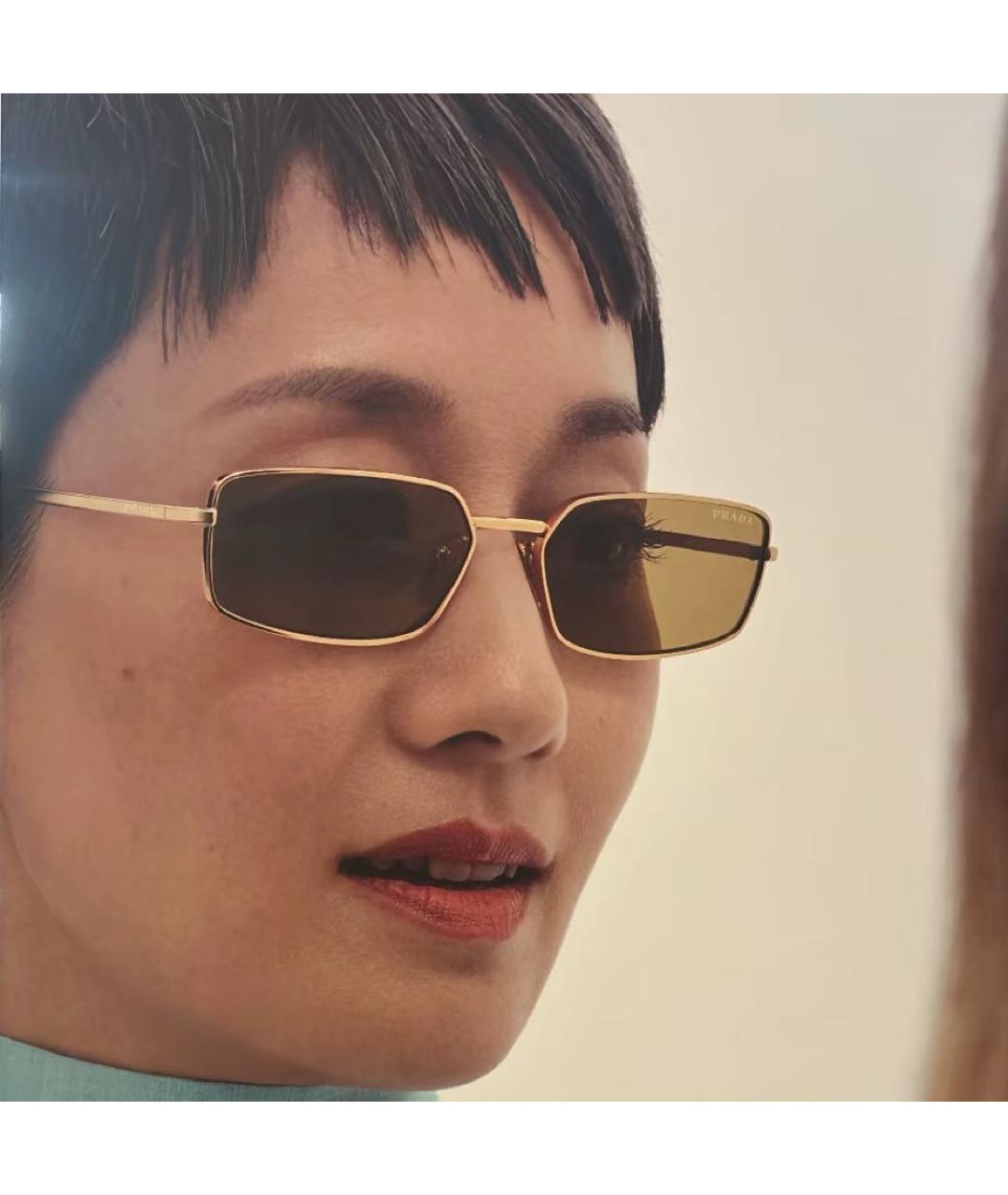 PRADA Золотые металлические солнцезащитные очки, фото 4