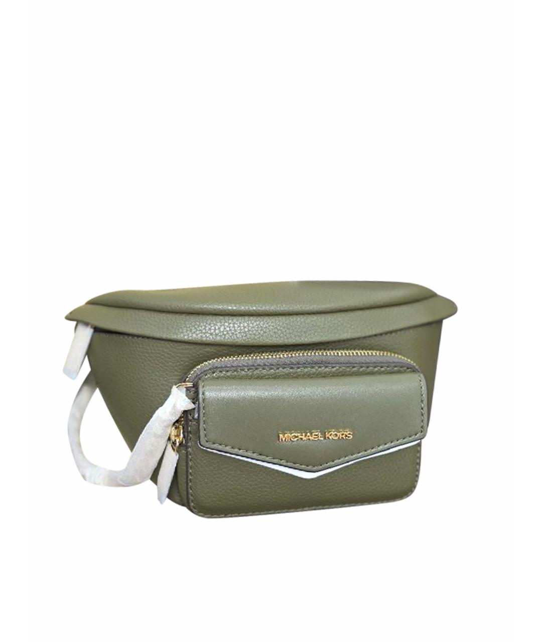 MICHAEL KORS Хаки кожаная поясная сумка, фото 1