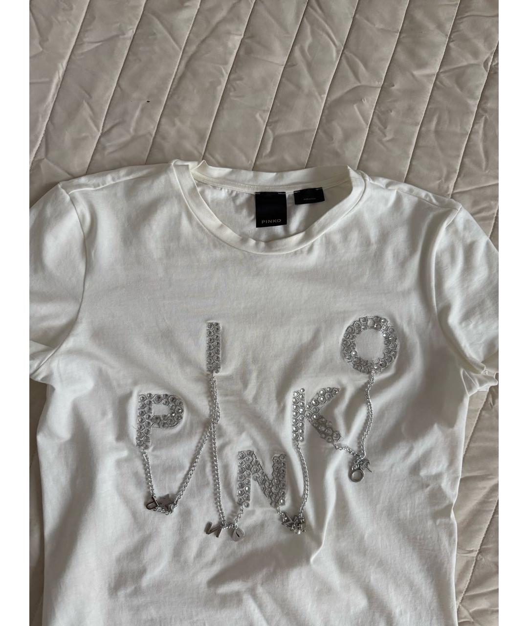PINKO Белая синтетическая футболка, фото 4
