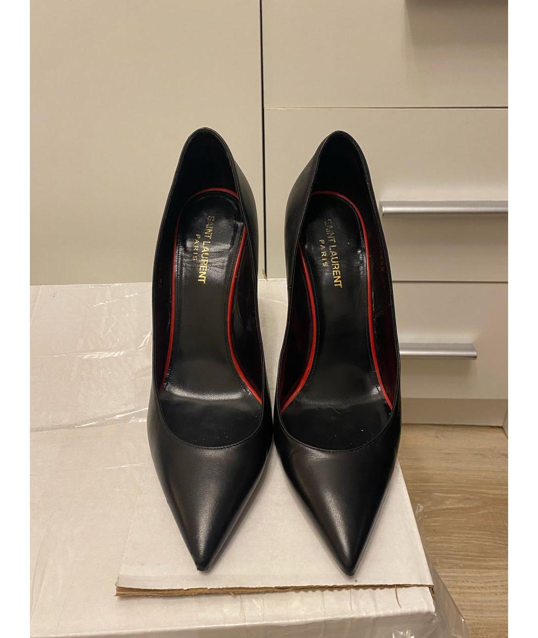 SAINT LAURENT Черные кожаные туфли, фото 2
