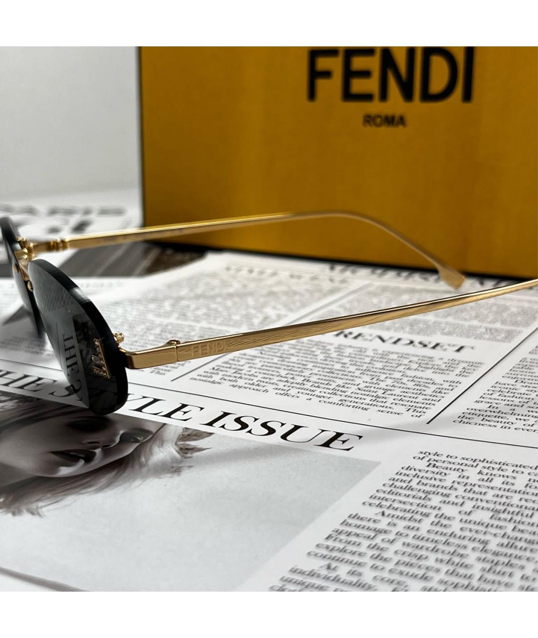 FENDI Черные металлические солнцезащитные очки, фото 5