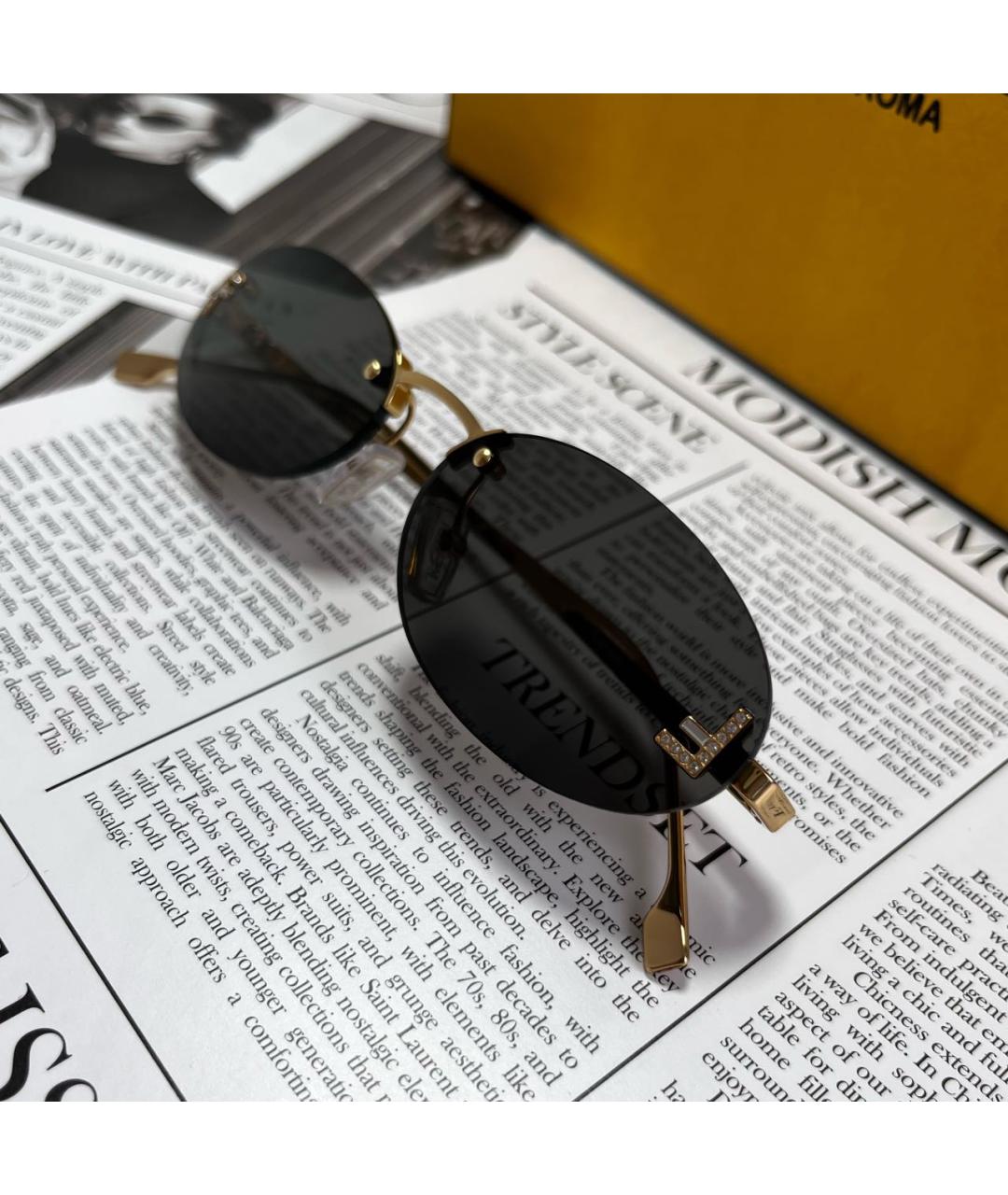 FENDI Черные металлические солнцезащитные очки, фото 4