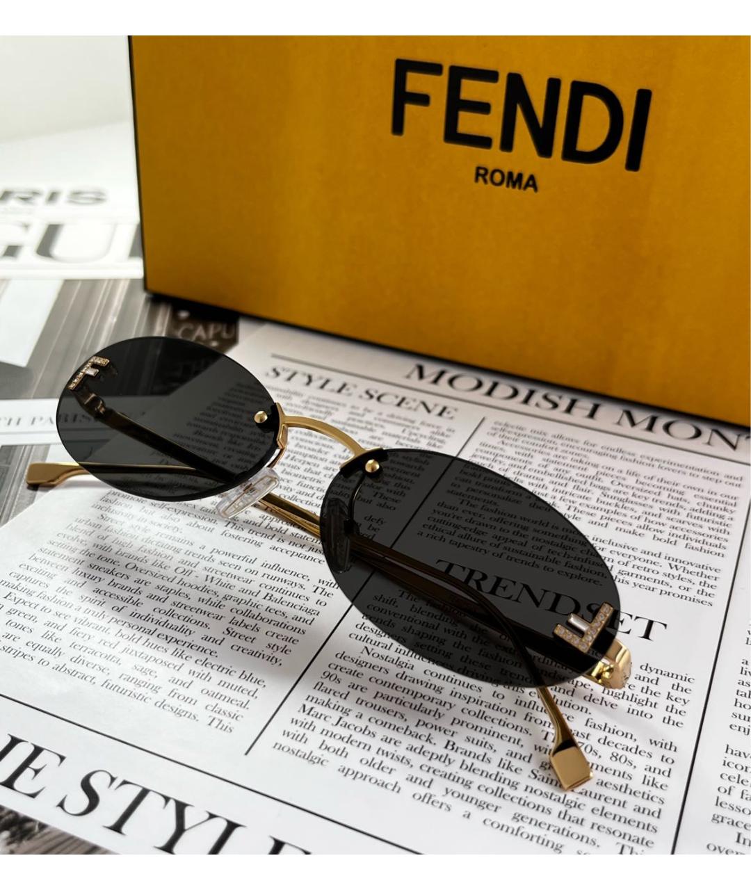 FENDI Черные металлические солнцезащитные очки, фото 7